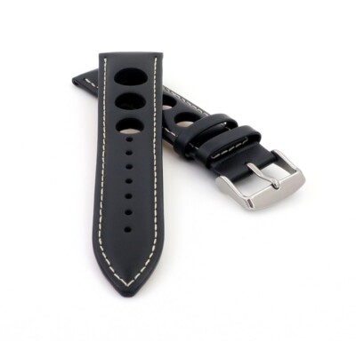 Rallye Sattelleder Uhrenarmband Modell Espo schwarz-WN 22 mm