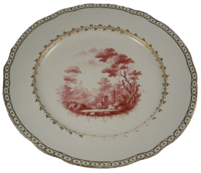 Antique 18thC Doccia Porcelain Puce Scenic Plate Porzellan Teller Ginori Italian