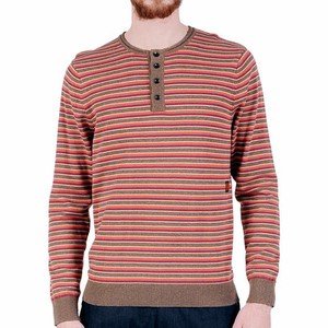 VOLCOM Olah COTTON Stripe CREW Neck HENLEY Hipster SWEATER Mens size XL Slim FIT