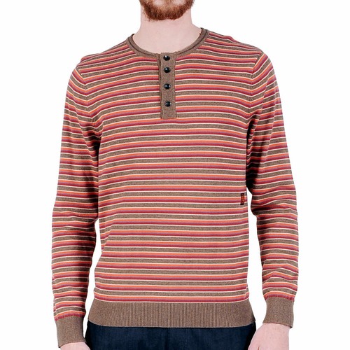 VOLCOM Olah COTTON Stripe CREW Neck HENLEY Hipster SWEATER Mens size XL Slim FIT