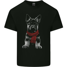 T-Shirt En Coton Pour Homme Avec Un Chiot Berger Allemand Et Une Écharpe