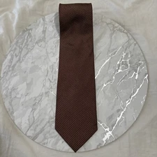 Bergamo New York Men's 100% Silk Tie Necktie Brown Beige Geometric