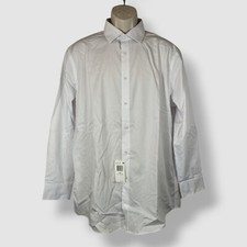 Calvin Klein Men's White Classic Steel Herringbone Dress Shirt Size 16.5 32/33