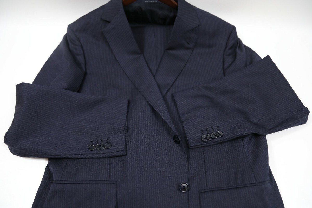 Ermenegildo Zegna Su Misura Blue Stripe Two Button Suit Size