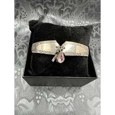 Vintage Silverware Bracelet, Pattrn Jasmine, 1939, Oneida Silver, Breast Cancer 