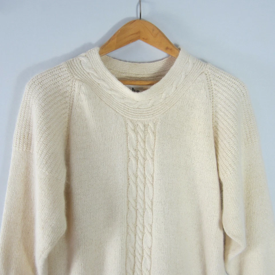 Suéter Pullover De Colección Cristal Kobe Para Mujer M 42 Marfil LS Angora Seda Cruda Cable  Foto 4 de 4