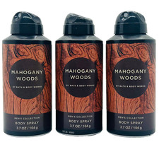 3 Bath  Body Works MAHOGANY WOODS Body Spray For Men 3.7 oz Men's Collection