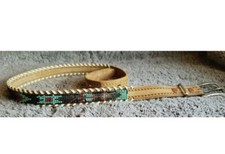 Vintage 1962-Native American Indian Thunderbird Beaded Leather Belt - Size - 26"