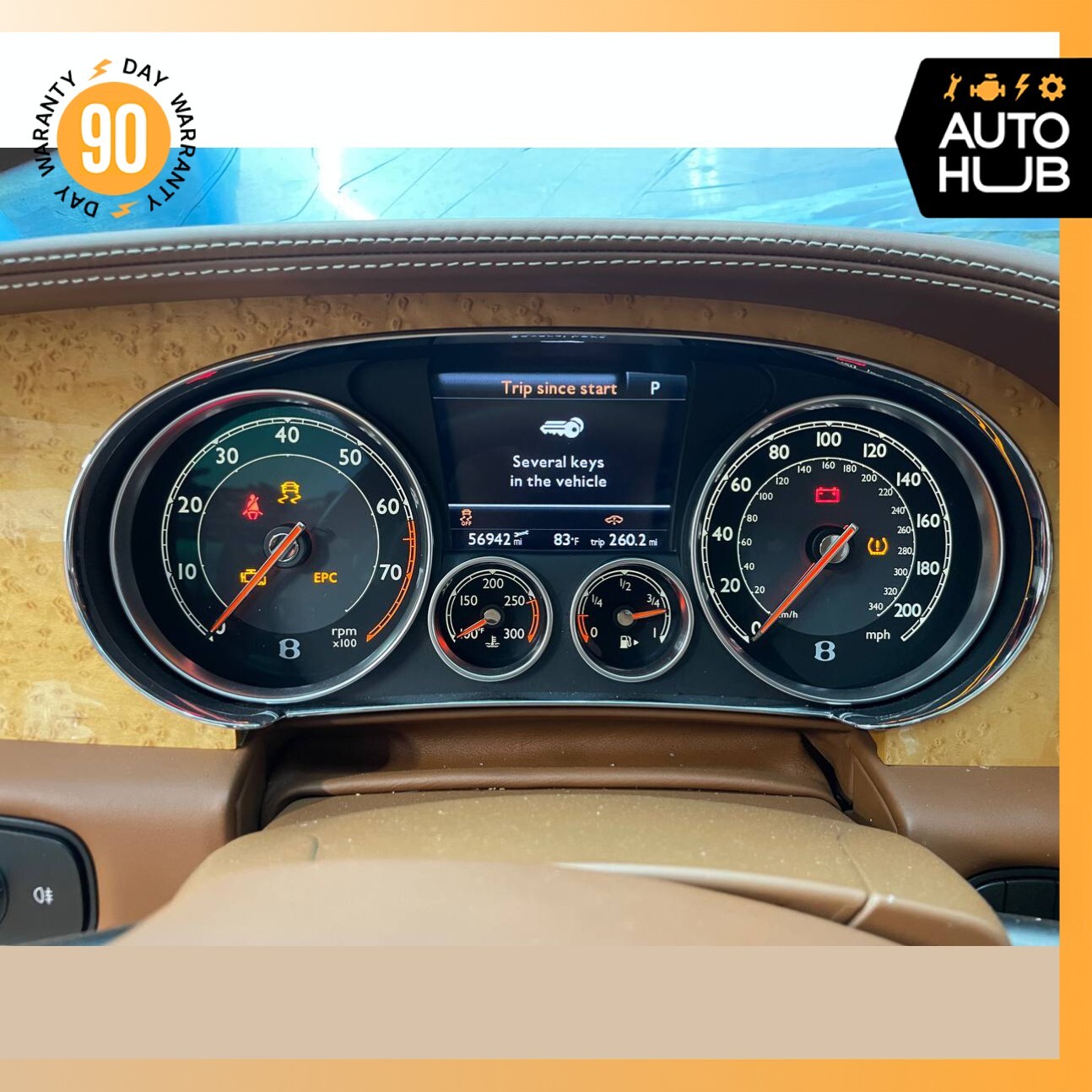 12-13 Bentley Continental GT GTC Instrument Cluster Speedometer OEM 56k