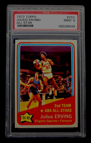 1972 TOPPS BASKETBALL #255 JULIUS ERVING HOF ABA ALL-STAR RC ROOKIE PSA 9 MINT
