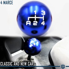 POMELLO Leva Cambio BLU PER Porsche 911 Carrera (63-77) 4 MARCE in Acciaio INOX
