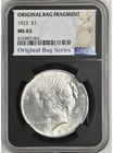 1923 Peace Dollar Original Bag Fragment Label NGC MS63