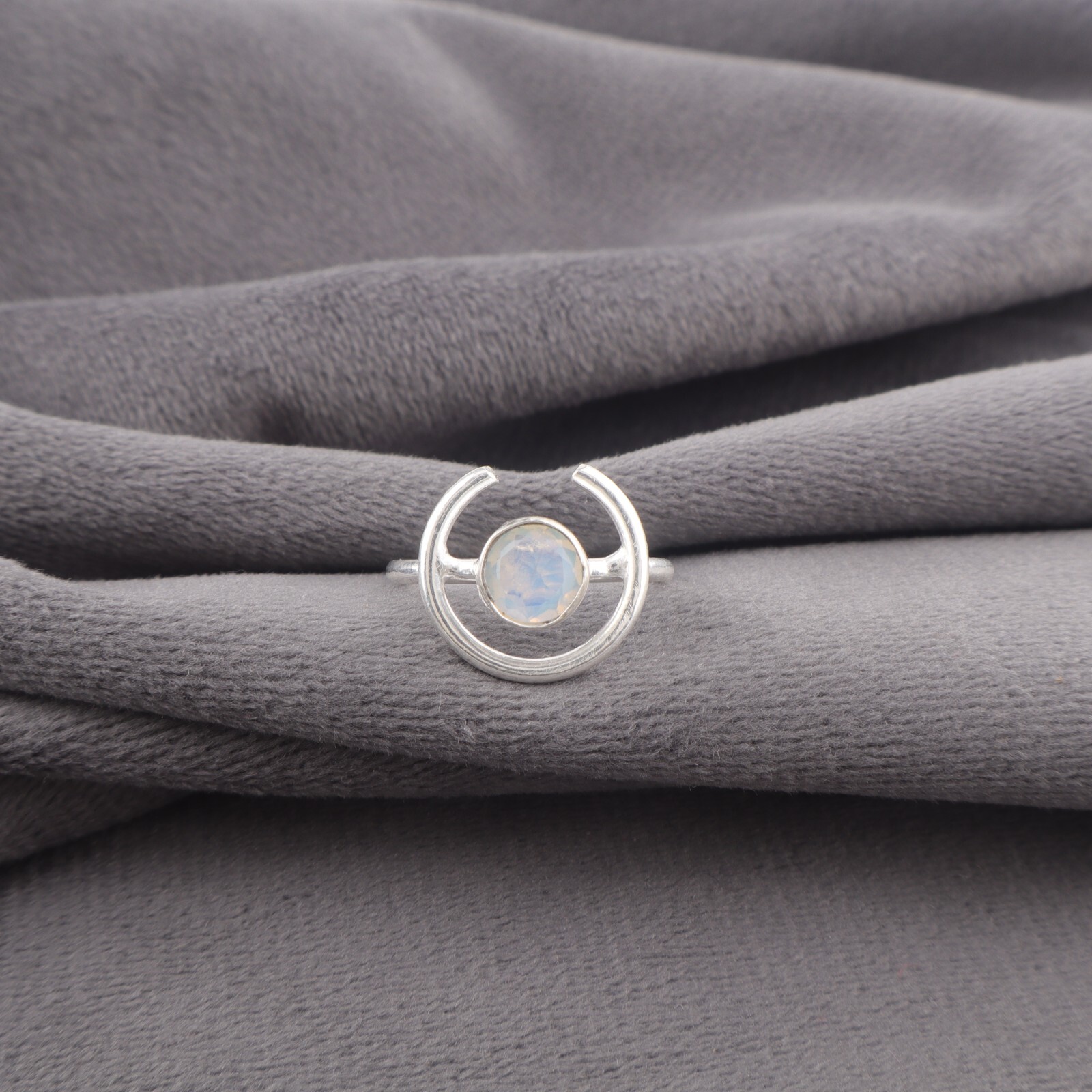 Milky Opal Sterling Silver Wedding Band Art Deco Thanks Giving Gift Ring Jewelry-image