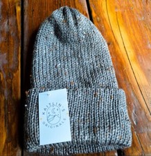 Speckled Gray Knit Beanie - Cozy Handmade Winter Hat - Classic  Stylish Ribbed