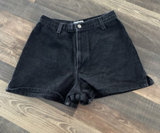 Xhilaration Mom Jeans Shorts High Rise Black Denim Slit Sides W27 L2.5