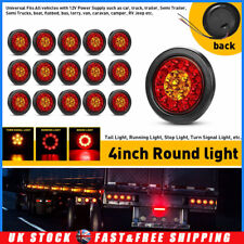 Red+Amber Round Truck LED Trailer Stop Turn Signal Tail Light Driving Waterproof