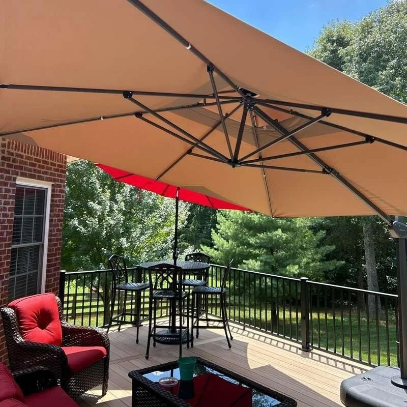 Консольный зонт для патио 9 x 12 футов уличный зонт с двойным верхом большой зонт с основанием - Изображение 3 из 4