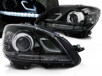 Scheinwerfer Paar Mercedes C-Klasse W204 07-10 Daylight DRL LED Schwarz