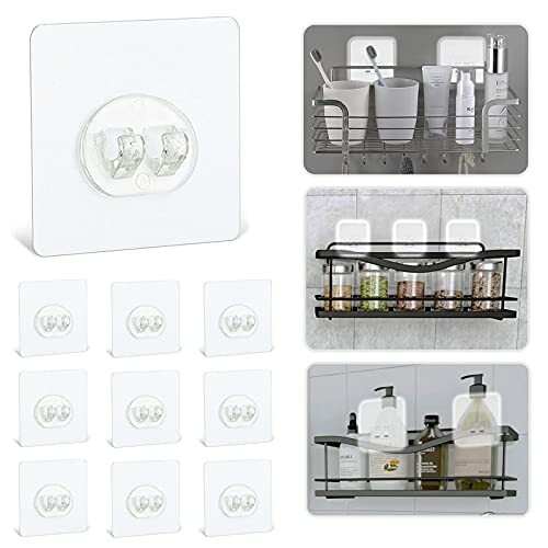 Shower Caddy Adhesive Replacement Stickers Hooks Adhesive Pack of 10