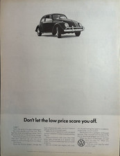 1960s Volkswagen Automobile Low Price Scare You Off Beetle vintage Print Ad
