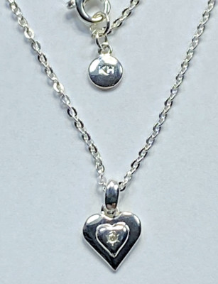 Kit Heath My First Diamond Heart Necklace Sterling Silver 16'' NWT