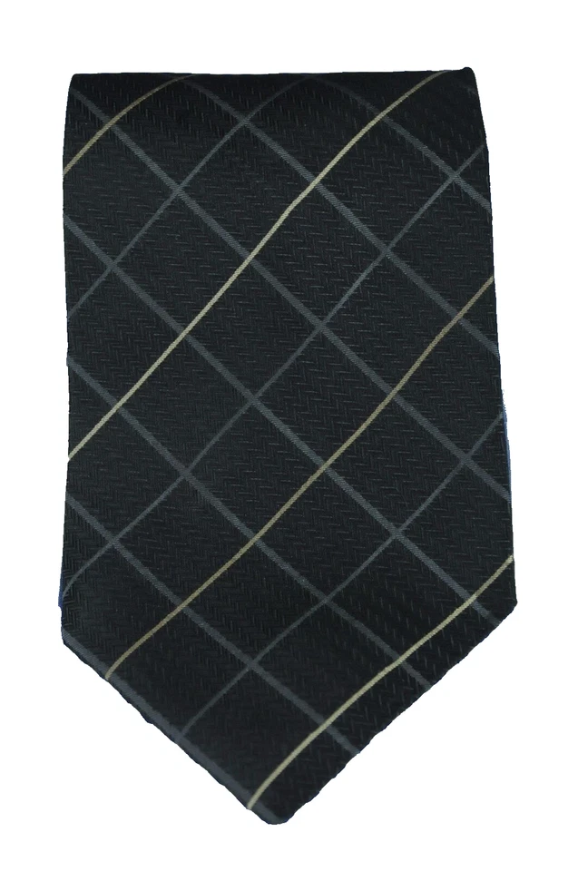 Corbata de seda tejida geométrica gris carbón y dorada Altea para hombre 59 x 3,75 pulgadas Foto 2 de 4