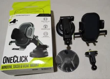 Bracketron OneClick Car Window/Dash/Vent Universal Phone Mount - Black