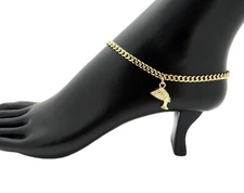 10" Cuban Chain Anklet Bracelet NEFERTITI Ankle Bracelet 14k Gold Plated