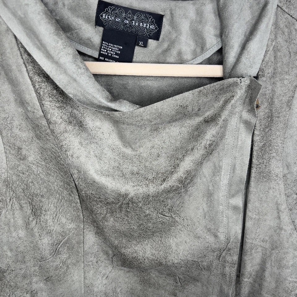 XL LIVE A LITTLE CHAQUETA ELÁSTICA GAMUZA SINTÉTICA VERDE CIERRE CREMALLERA MANGA LARGA MOTO�� Foto 3 de 4