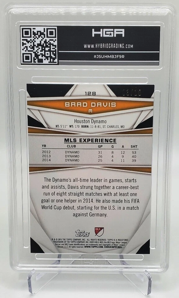 Brad Davis #128 Houston Dynamo - 2015 Topps MLS Black Parallel - 8.5 HGA - Image 2 of 2
