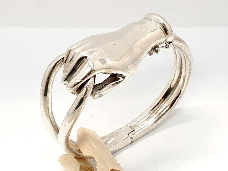 SR Wine Solid Sterling Silver 925 Hinged Bangle H… - image 1