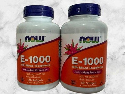 FOR 2 NOW FOODS Vitamin E-1000 Mixed Tocopherols 100 Softgels EXP2028+ NEW SHIP