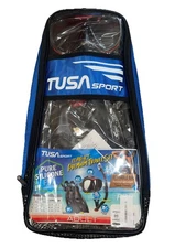 Tusa Sport Adult Large Compact Snorkel Travel Set -Brand New