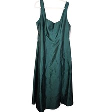Alred Sung Square Neck Satin A Line Dress Formal Maxi Hunter Green size 20 READ