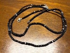 Black Spinel Necklace Set, Two Strands, 925 Clasps