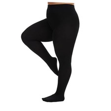 Women's Plus Size Fleece Lined Opaque Tights - 100D Soft X-Large-XX-Large Black