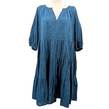 Universal Thread Teal Peasant Tiered Midi Dress Boho Prairie Style NWT Sz M