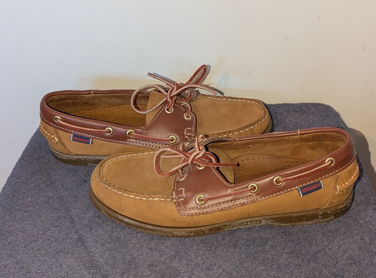 Sebago Brown Leather Boat Shoes Lace Up Comfort Deck Loafers Mens 8.5 WW Men main image 2