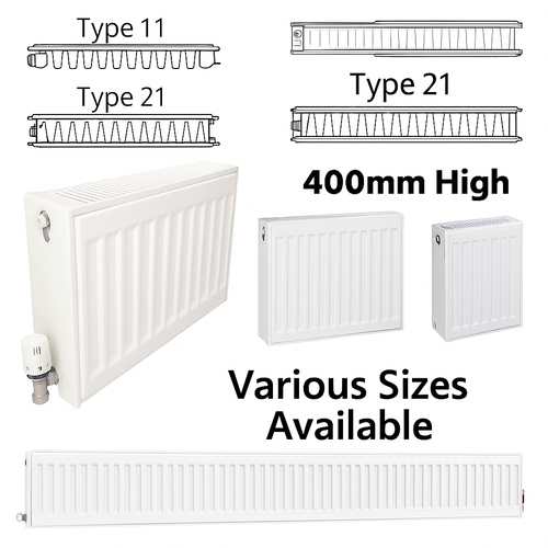 Central Heating Radiator 400mm High x 400–3000mm | Type 11, 21 & 22 ...