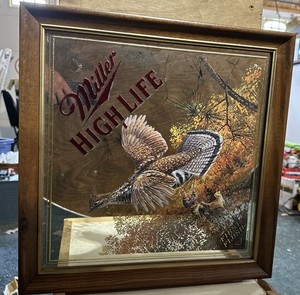 Miller High Life Beer Diamond Wildlife Series 3 Mirror Sign Grouse First Flush