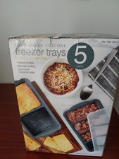 MIU Silicone Freezer Trays with Lids, 5-Pack BPA-Free Meal Prep, Baby Food NEW