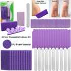 40Pcs Manicure & Pedicure Kit Pumice Buffer Sponge Foot Stone Nail File Trave US