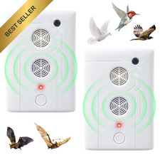 Ultrasonic Bird Repeller Bat Deterrent Pigeon Woodpecker Indoor Outdoor 2 Pack