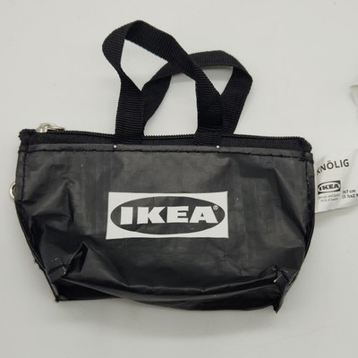 IKEA Japan Black Knolig Mini Zipper Coin Keychain Tote Bag