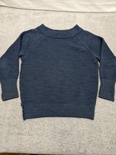 Free People Blue Oversized Sweatshirt Small Slouchy Textured Boho Cozy Retro Y2K