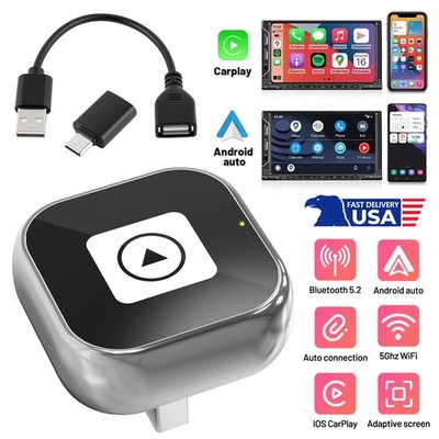 Wired to Wireless CarPlay Adapter /Android Auto Adapter Plug & Play USB Dongle