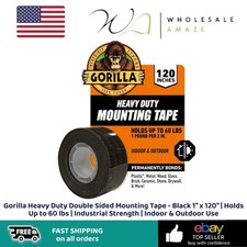 Gorilla Heavy Duty Double Sided Mounting Tape Black 1" x 120" Holds Up to 60 lbs