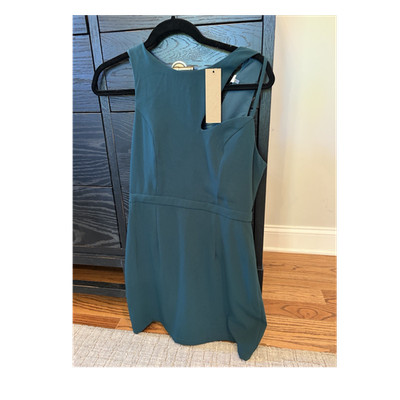 DO+BE Teal Sleeveless Sheath Dress Short Round Neck Zip Accent Size M