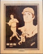 CARL YASTRZEMSKI HOT IRON ORIGINALS ONE-OF-A-KIND AUTOGRAPH PYROGRAPHIC PORTRAIT
