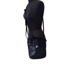 Lee River Ireland Irish Torc Black Leather Crossbody Celtic Knot 10x9x4.5 EUC